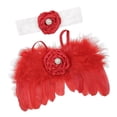 thumbnail image 1 of Alas de plumas para bebé recién nacido, diadema para bebés, ángulos, piezas personalizadas encantadoras adecuadas para bebés de 0 a 2 rojo Soledad Alas de moda, 1 of 10