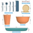 thumbnail image 5 of GPED 68 Pcs Wheat Straw Dinnerware Sets For 6, Unbreakable Dinnerware Sets, Reusable Wheat Straw Plates and Bowls Sets, Travel Camping Cutlery Set, Dishwasher Microwave Safe Dinnerware, Colourful, 5 of 8
