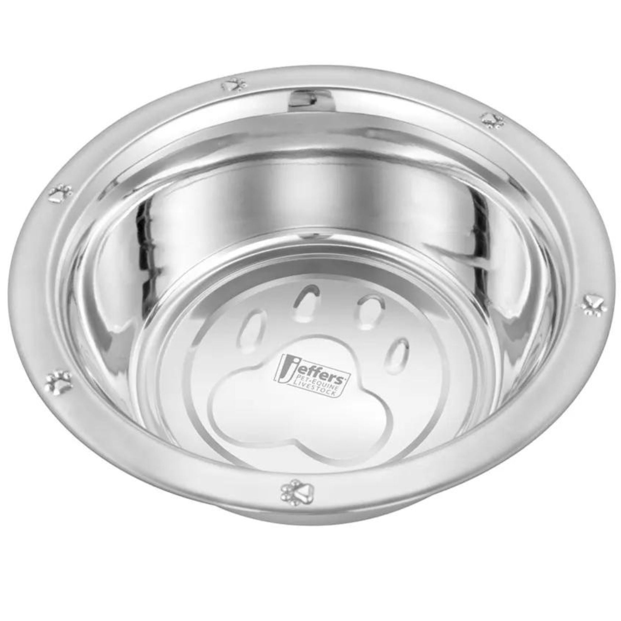 Jeffers Pet Stainless Steel Embossed Wide Lip Pet Bowls for Dog & Cat – Rust Resistant, Non Tip Rubber Base, Durable Food & Water Bowls, Dishwasher Safe, Odor Free, Home Travel Camping -1 Pint