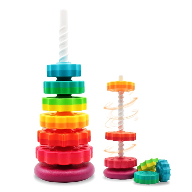 Lbaibb (1 Unidad) Juguetes Giratorios Apilables Juguetes Giratorios Plástico Abs Y Diseño De Arco Iris De Color Se Centran En Los Niños Juguetes Educativos E Interactivos Apilables Adecuados para Rega