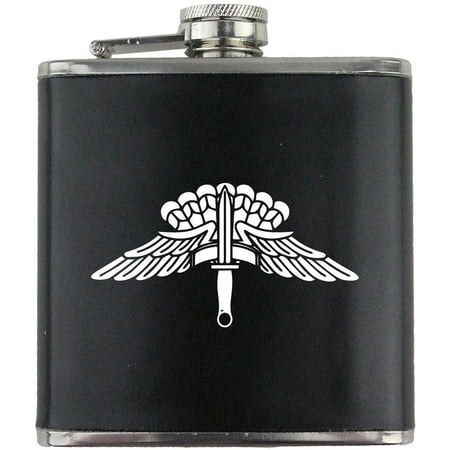 

Free Fall Parachute HALO Badge Army Veteran Leather Wrapped 6oz. Flask