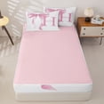 thumbnail image 4 of Homewish Girls Pink Bow Zipper Twin Comforter Sets with Fitted Sheet and 2 Pillowcases, Letter Zipper Bedding Set, Princess Style Bedroom Decor,4-Piece, Pink Reversible, 4 of 6