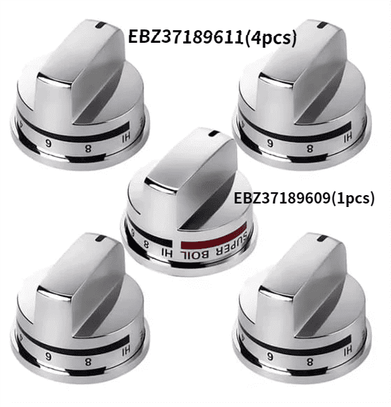Aniceparthy DG64-00473A Burner Control Dial Knob Range Oven Replacement EBZ37189611(4pcs) Gas Stove Knobs EBZ37189609(1pcs) Gas Stove Burner Replacement Knobs