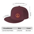 thumbnail image 2 of DouZhe Flat Brim Cap Snapback Hat, Hippies Anti-Guerre Paix Imprime Rouge Adulte Casquette de Baseball Réglable, 2 of 6