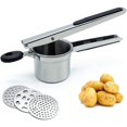 thumbnail image 1 of Prensador de patatas, prensador para puré de patatas, prensador de patatas de acero inoxidable con 3 discos intercambiables, herramienta de cocina que crea puré de patatas, frutas, verduras y, 1 of 1