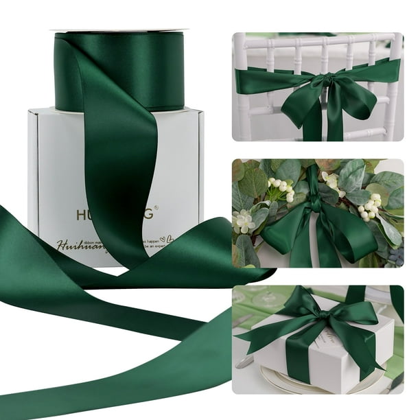 Cinta decorativa HUIHUANG Hunter verde satinada de 5 cm x 23 m