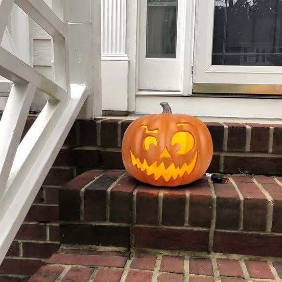 DUNCHATY 11" LED Jack O' Lantern Light, Halloween Decoration, Pre-lit Halloween Pumpkin Decor for Indoor Outdoor Home Yard - Scary Face
