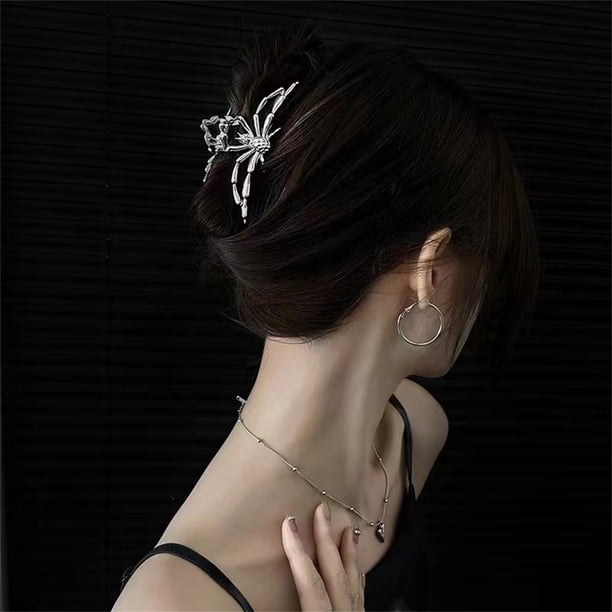 Fiudx Pinza para El Cabello, Elegante Horquilla con Diseño de Araña, Metal Duradero, Versión Coreana, Accesorio Versátil para Peinar La Espalda, Moda para Uso Diario, Estilo Moderno para Mujer, Liger