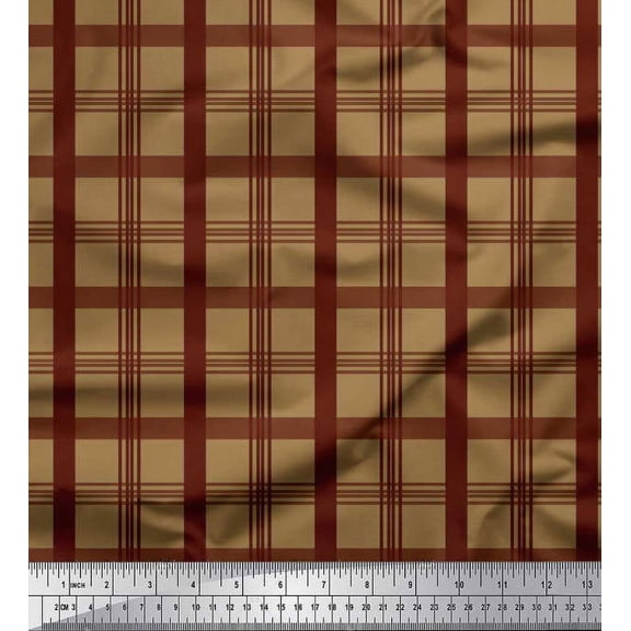 Soimoi Cotton Duck Fabric Check Check Printed Craft Fabric by the Yard 42 Inch Wide
