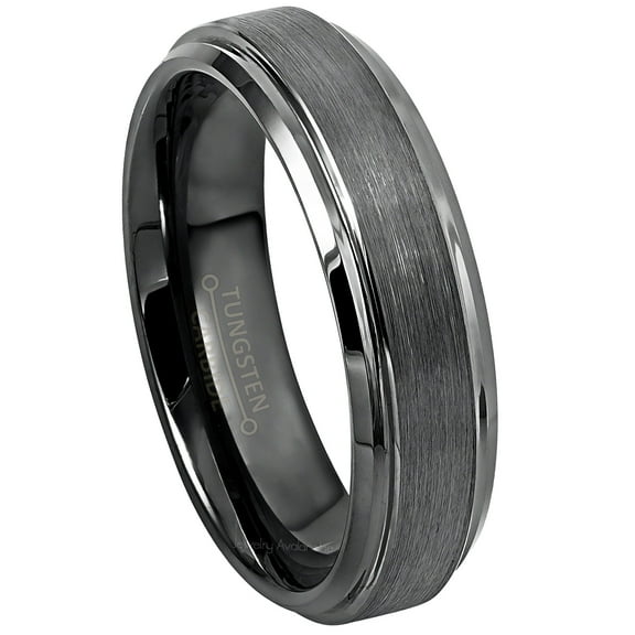 Jewelry Avalanche Gunmetal Tungsten Wedding Band for Men/Women, Stepped Edge, 6MM, size 5