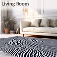 thumbnail image 2 of ODIKA 4'x6' Machine Washable Non-Slip Area Rug, Abstract Zigzag Wavy Lined Modern Fashionable Stylish High Traffic Rug with Pad, Black, 597201, 2 of 8