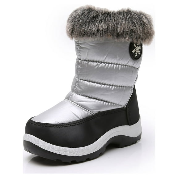 Apakowa Girls Insulated Warm Lined Winter Snow Boots Water Resistance (Toddler/Little Kid)