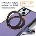 thumbnail image 3 of Allytechgroup Magnetic Case for iPhone 15 Plus, Built-in Invisible 360° Rotatable Kickstand, Compatible with MagSafe, PU Leather Slim Shockproof Protective Phone Case Cover, Purple, 3 of 7