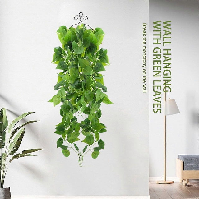 4pcs Artificial Hanging Plants 3.28ft Faux Vine Leaves Greenery for Wedding Wall House Room Patio Indoor Outdoor Home Shelf Office Decor - No Baskets