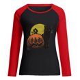 thumbnail image 4 of Moda mujer primavera patchwork impreso manga larga cuello redondo casual tee tops Pompotops FGAJ4786, 4 of 5