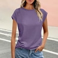 thumbnail image 2 of Womens Blouse Round Neck Solid Color Short Sleeved Casual Loose Short Sleeved Round Neck Tops/shirt Summer Tops for Women, 2 of 6