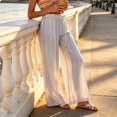 thumbnail image 5 of ClodeEU Women's High Waist Striped Wide Leg Pants,Casual Bohemian Vacation Flowy Trousers ,Women's Plus S, 5 of 8