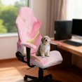 thumbnail image 3 of Xixirimido Office Computer Game Chair Covers Stretchy Polyester Armchair Slipcovers for Reclining Racing Gaming Chair with Armrest Covers, Marble Pink, 3 of 8