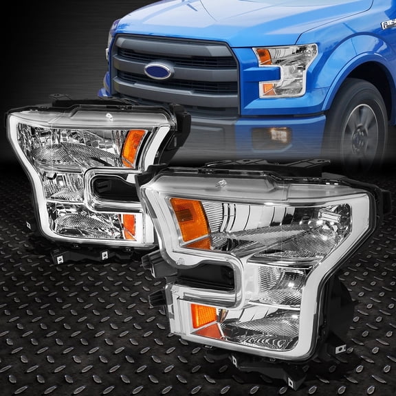 NUVISION for 15-17 Ford F150 Chrome Housing Amber Corner Headlights