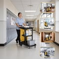 thumbnail image 2 of NORTHSKY Cleaning Carts on Wheels, Janitorial Cart, 3-Shelf Commercial Traditional Plastic Housekeeping Cart Multifunctional Janitorial Cart, with 2 Yellow Vinyl Bag and 2 Pair of Rubber Gloves, 2 of 7