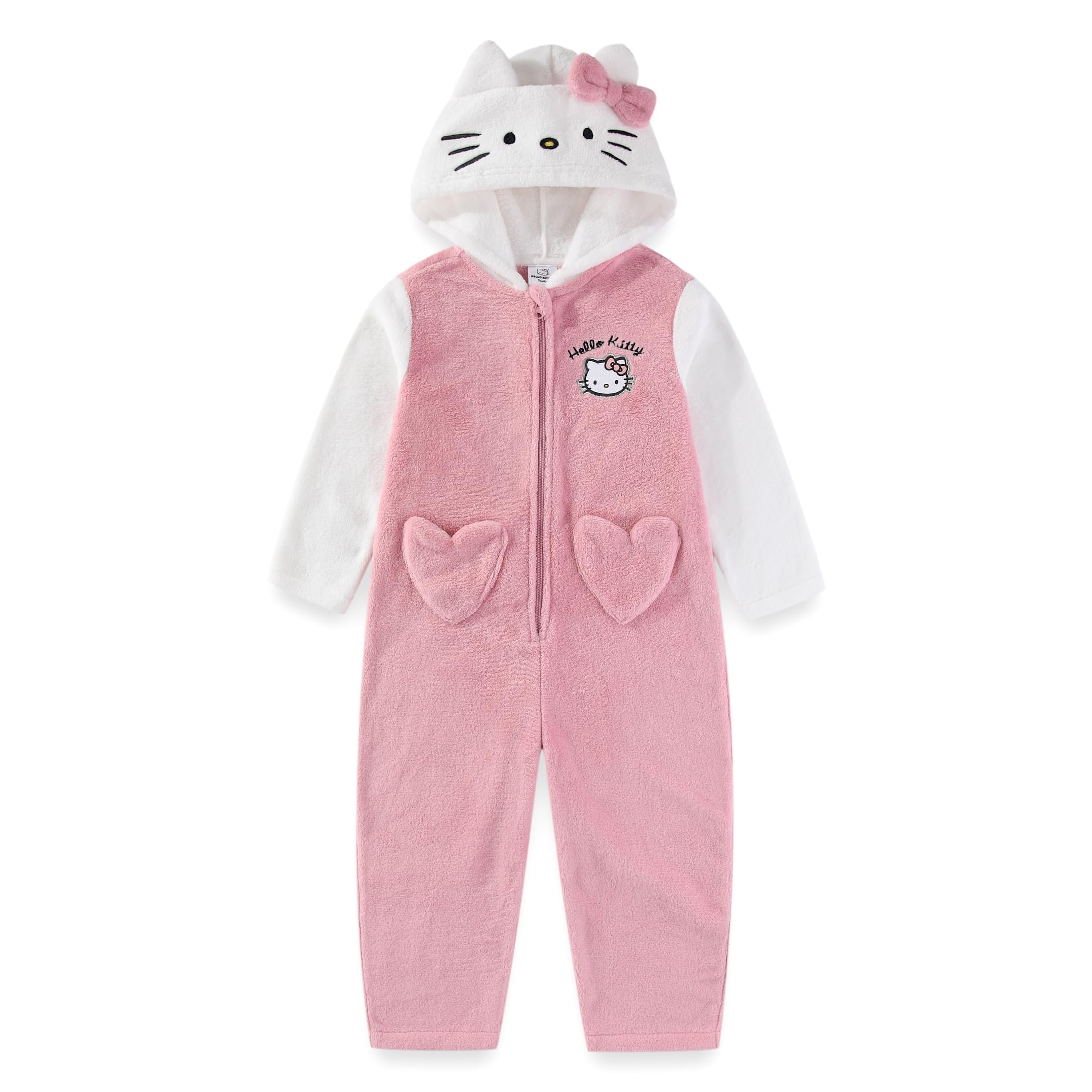 Hello Kitty Sanrio Cosplay Hooded Coverall with Ears and Bow (Girls), Sizes 3T-12