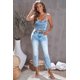 thumbnail image 2 of ABPHQTO Jeans de pierna recta de tiro alto con lavado medio azul cielo para mujer, 2 of 5