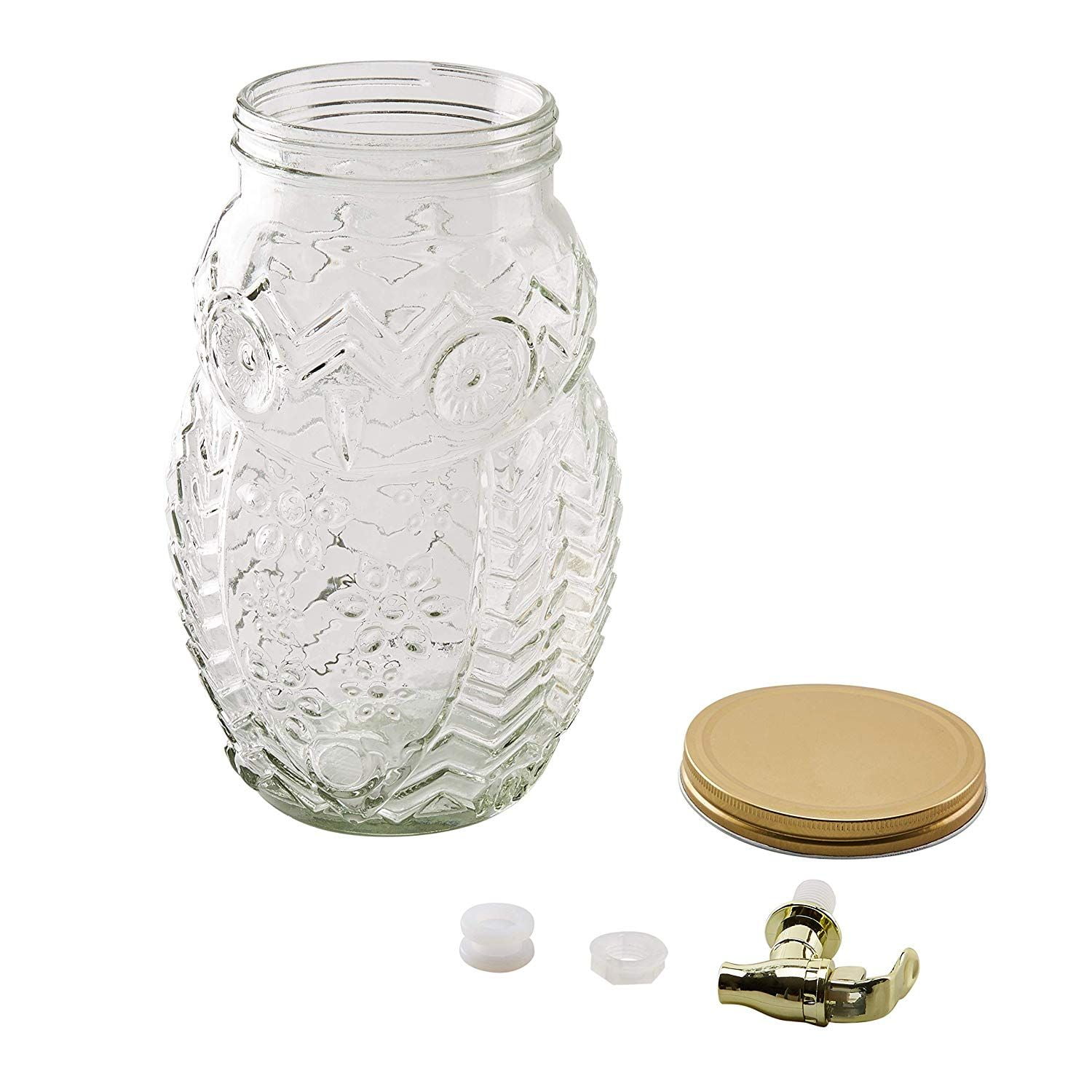 Glass Beverage Dispenser Owl Shaped 1 38 Gallon Mason Jar Drink Container With Lid And Plastic Spigot Wedding Birthday Party Catering Supplies