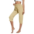 thumbnail image 2 of Capri Pants for Women 2025 Elastic Waist Straight Leg Casual Loose Capris with Pockets Womens Cropped Pants, 2 of 6