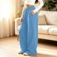 thumbnail image 2 of Lmnyox Kid's Sweatpants Wide Leg Baggy Solid Color High Waist Sports Pants Fleece Lined Joggers with Pockets, 2 of 9