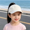thumbnail image 2 of LiuXxxx Kids Outdoor Casual Half Dome Visor Hat Solid Curved Brim Ponytail Cap for Everyday Wear Beige, 2 of 4