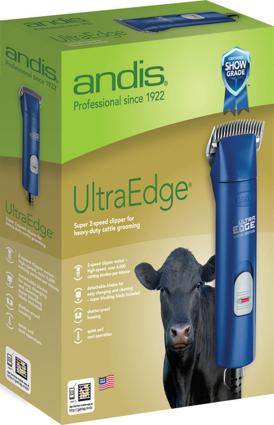 Andis Company Agc2 Ultraedge 2 speed Cattle Clipper Blue 3400/4400 Spm