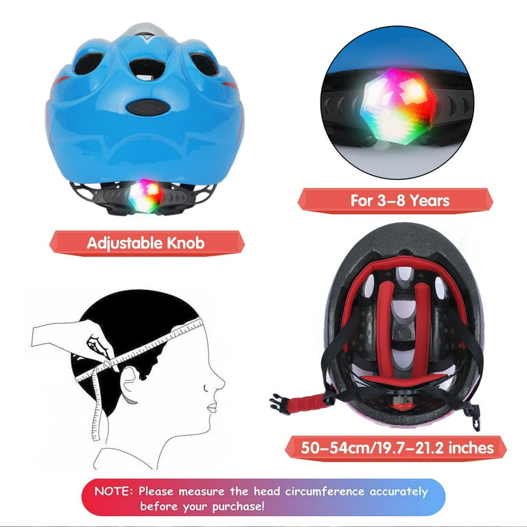 Atphfety Toddler Kids Bike Helmet with LED Light, Blue (50-54cm)