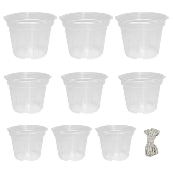 9-Piece Clear Orchid Pots Set, Plastic Orchid Pots with Drainage Holes, Ideal for Repotting and Plant Care