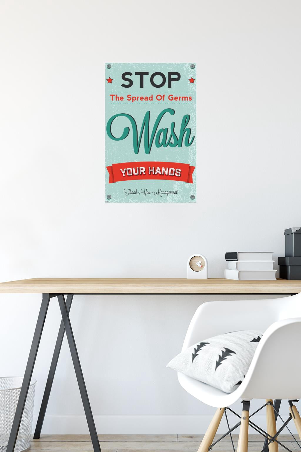 Stop The Spread of Germs - Wash Your Hands Wall Poster, 14.725" x 22.375"