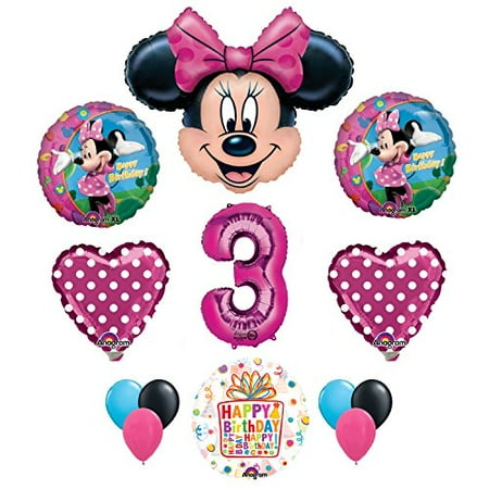 Minnie Mouse 3rd Birthday Party Supplies And Pink Bow 13 Pc