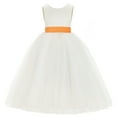thumbnail image 2 of Ekidsbridal Ivory V-Back Satin Flower Girl Dresses with Pretty Colored Sash for Toddlers Formal Photoshoot Birthday Party Gown 219T 10, 2 of 3