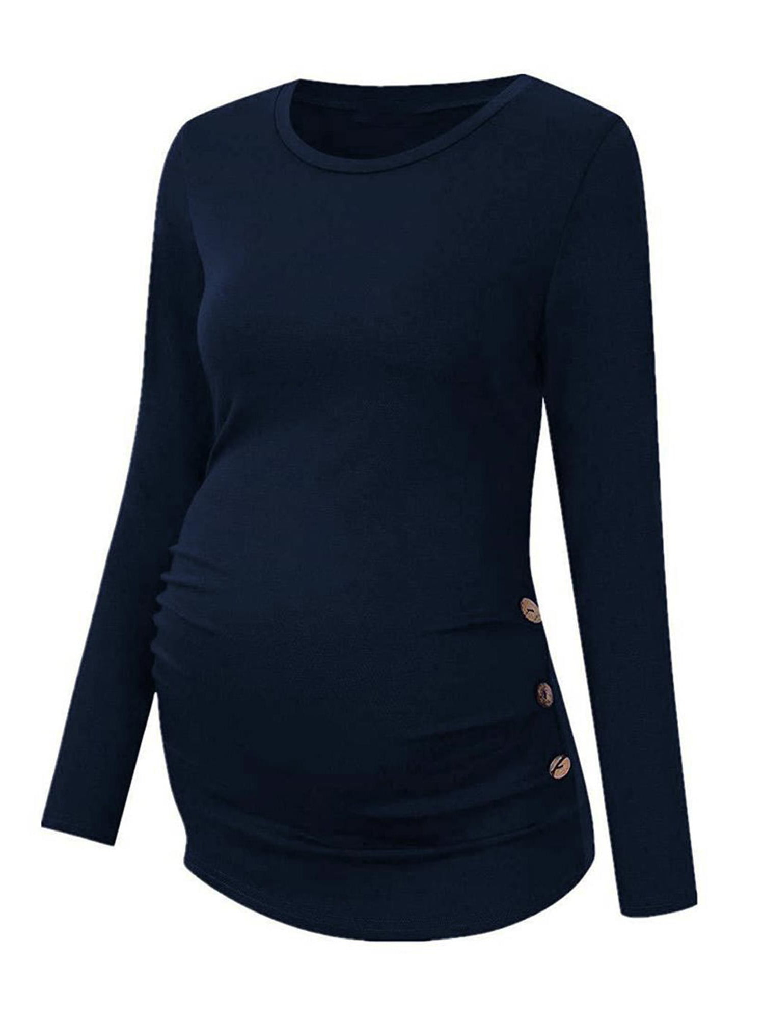 Women's Maternity Shirt Side Ruched Tunic Pregnancy Top Clothes Short Sleeve Maternity Tunic Tops Pregnancy Clothes 