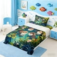 thumbnail image 3 of Manfei Cartoon Otter Pond Flower Twin Sheet Sets for Kids Boys and Girls, Animal Print Bedding 3pcs, 1 Flat Sheet, 1 Fitted Sheet and 1 Pillowcase, 3 of 6