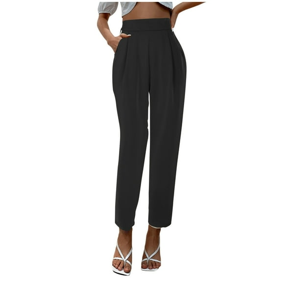 Women'S Satin High Waisted Pants Loose Fitting Slacks With Silk Pockets Women'S Casual Pants Black M