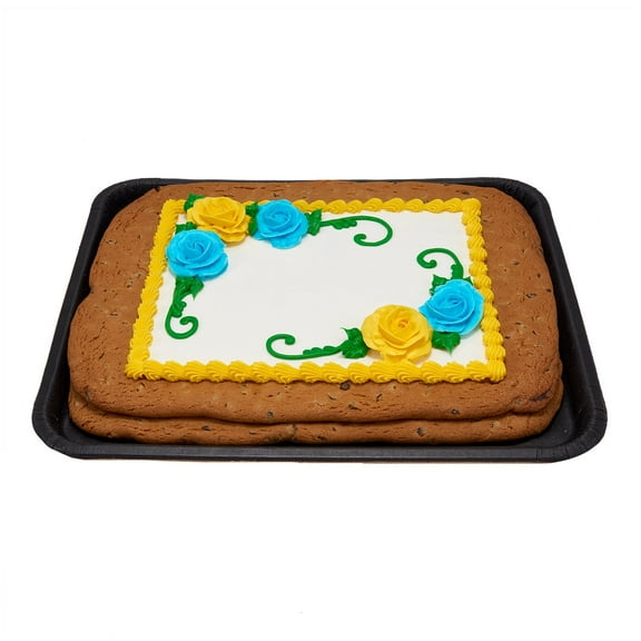 Roses Half Sheet Cookie Cake, Yellow and Light Blue