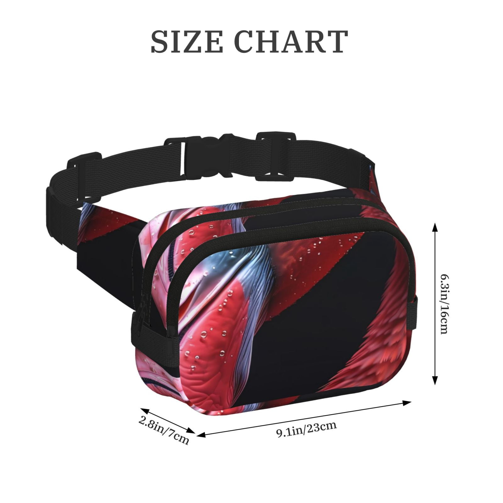 Picia Closeup Red Flamingo Portrait Print Square Double-Layer Waist Bag Mini Adjustable Waist Belt Bag Exercise Running Travel Hiking
