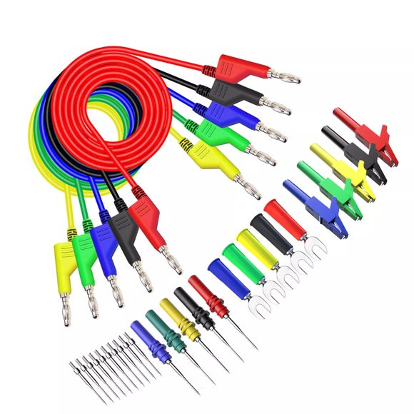 30 Pcs 4mm Banana-Banana Connector Leads Multimeter Measuring Cable Set 5 Colors