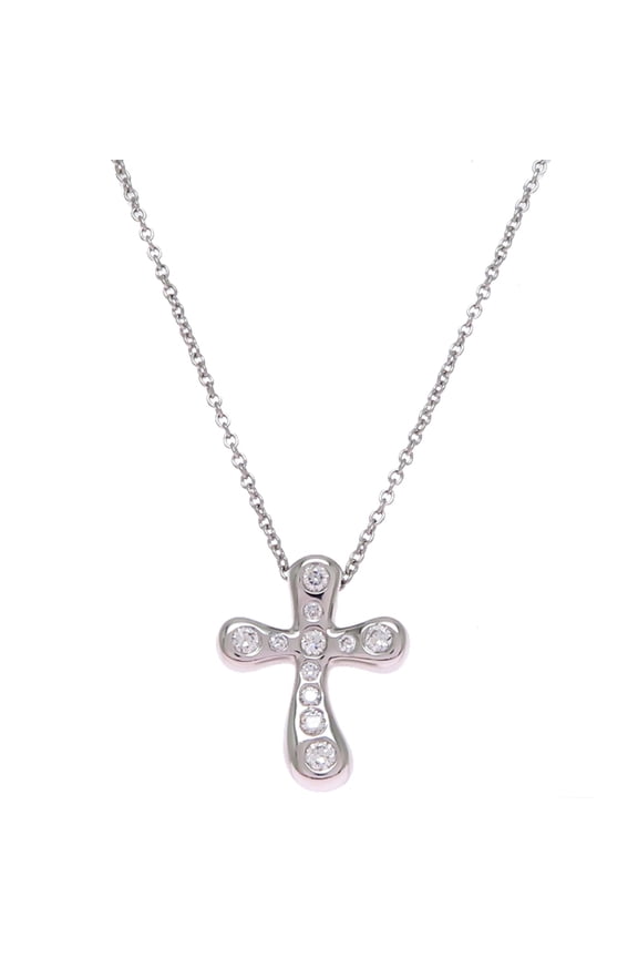 Pre-Owned Tiffany & Co. Dots Cross Necklace for Women and Men, Platinum 950