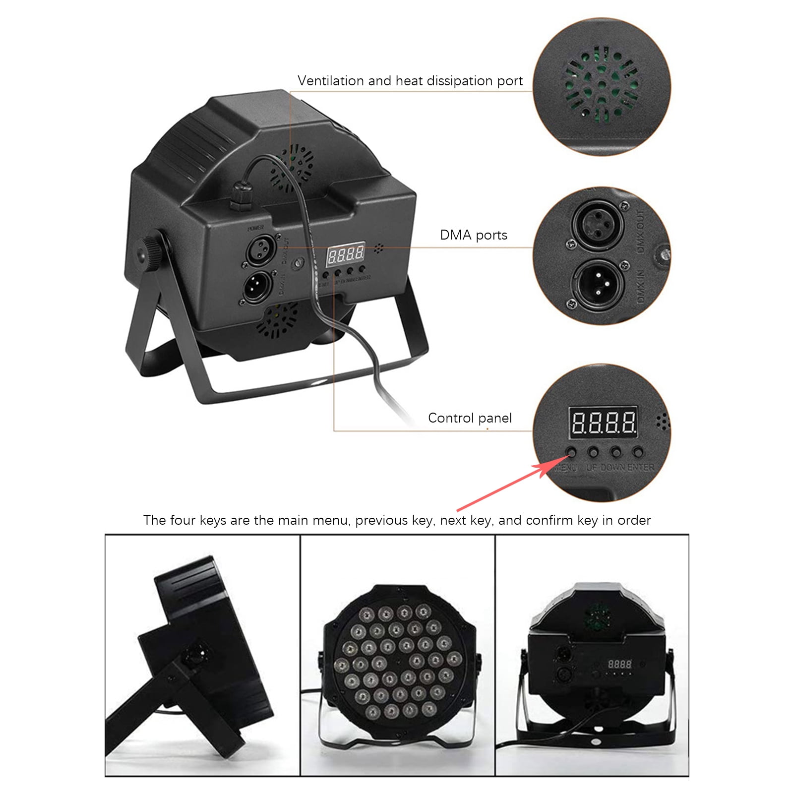 stage lighting Stage Aoresac 36 LED Stage Lights 7 Modes 36W Remote Control Sound Activated Auto Play Uplights Par Lights for Wedding Birthday Christmas Holiday Music Show Dance Party Stage