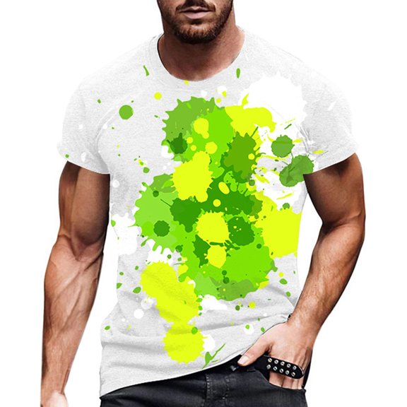 Sngxgn Men's Print Tee Tops Casual Round Neck Short Sleeve Summer T Shirts(White,L)