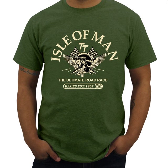 Camiseta negra de algodón para hombre camiseta de la Isla de Man TT Races la mejor carrera de carretera EST1907 casco de Calavera camiseta de marca