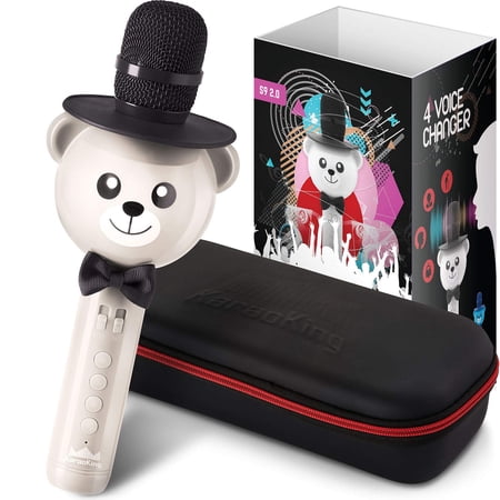 KaraoKing Wireless Portable Karaoke Microphone with Bluetooth for Kids (White)