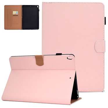 Allytech iPad 7th Generation Case iPad 10.2 inch Cover 2019 10.2" iPad Case, Pink Shockproof PU Leather Slim Stand Sleeve Card/Pencil Holder Folio Shell Auto Sleep/Wake Cover for Apple iPad 7,Pink