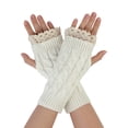 thumbnail image 1 of Guantes Tejidos Unisex uxcell Sin Dedos Acanalado Blanco Una Talla, 1 of 6