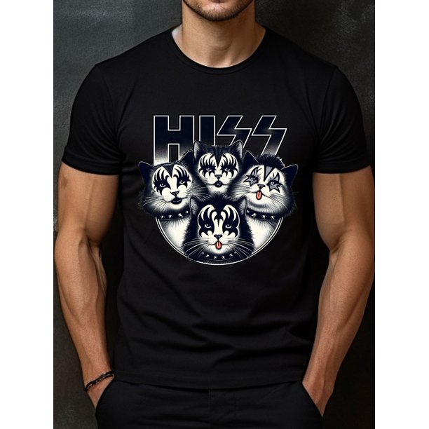 Cotton T-Shirt - Bold Graphic Design, Men's Short Sleeve, Ultra Comfortable, Perfect for Summer and All Seasons, Hissing Funny Cat, Casual Sporty Tee, Comfy Tee